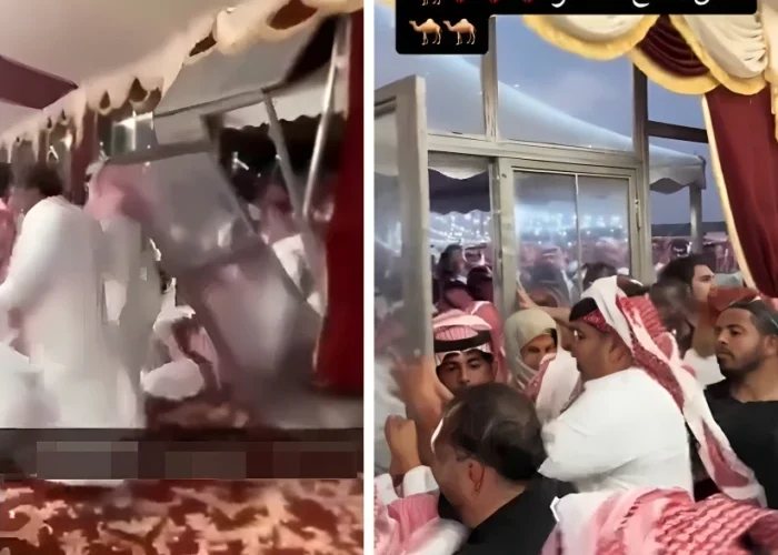 الوضع كارثي امام مقر المشهور السعودي غازي الذيابي في مهرجان جادة الإبل … هل ستتدخل الشرطة لوقف التدافعات !؟